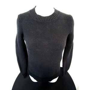 J. Crew Black Cotton Knit Pullover Crew Neck Sweater Women Sz XS